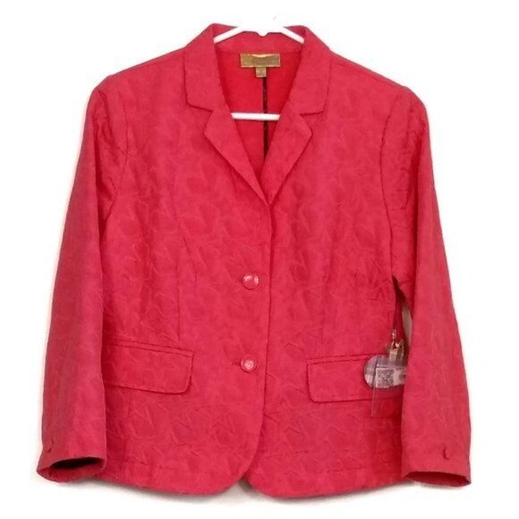 Princess Vera Wang Coral Textured Star Print Blazer Size Junior’s Large NWT - Picture 1 of 10